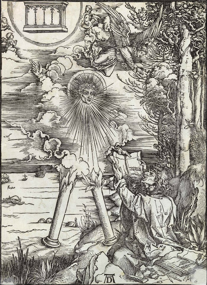 Albrecht Dürer - São João engolindo o livro que o anjo lhe apresenta ...