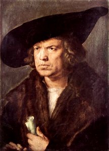 Albrecht Dürer - Portrait of a Man with Baret and Scroll - WGA7019. Free illustration for personal and commercial use.