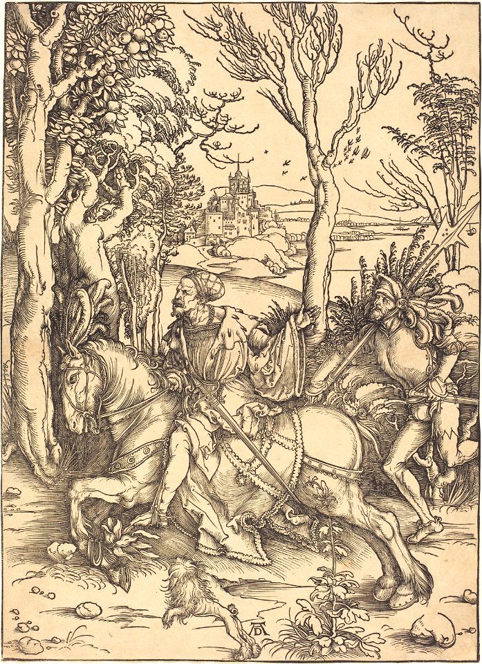 Albrecht Dürer - The Knight on Horseback and the Lansquenet (NGA 1941.1.41)