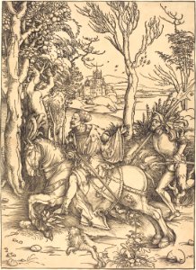 Albrecht Dürer - The Knight on Horseback and the Lansquenet (NGA 1941.1.41)