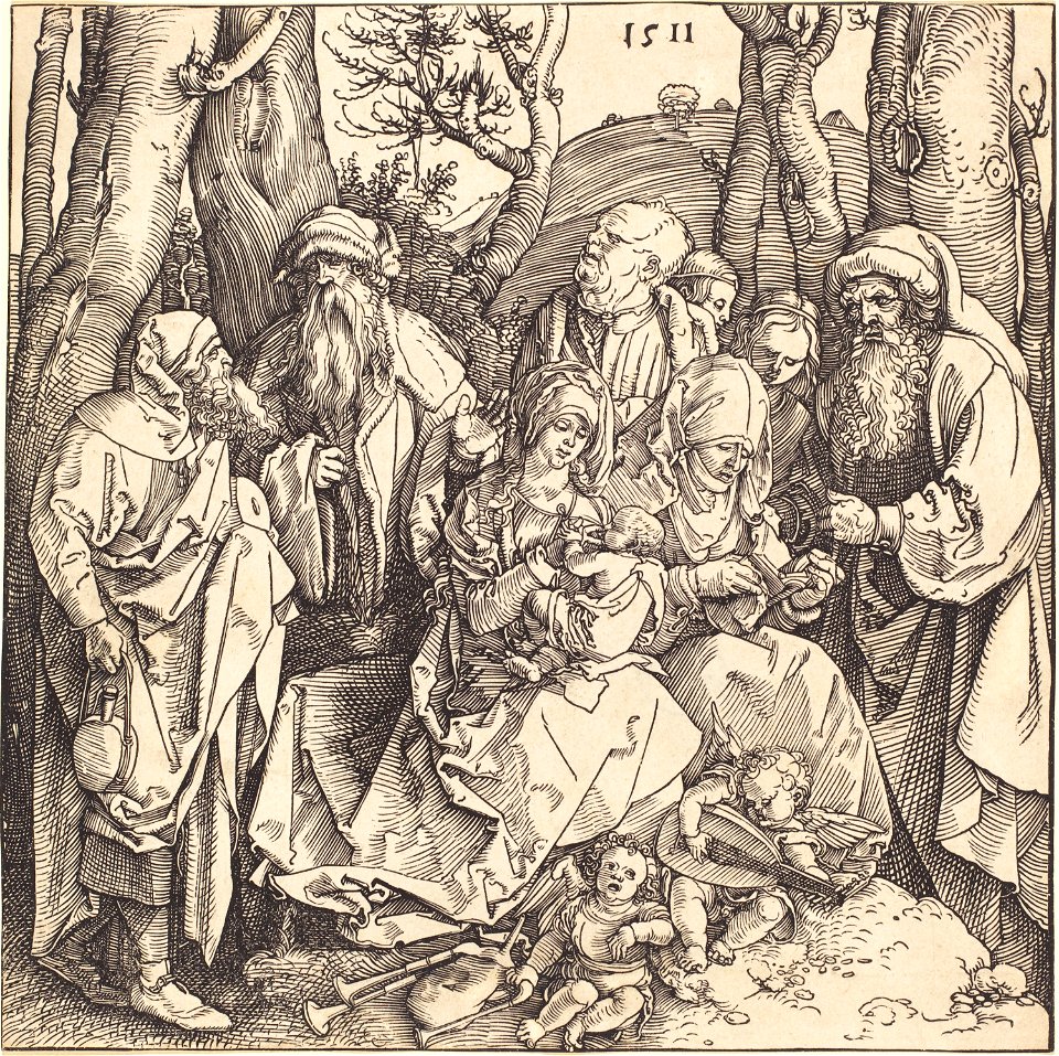 Albrecht Dürer - The Holy Family with Two Music-Making Angels (NGA 1943.3.3678)