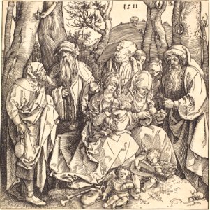 Albrecht Dürer - The Holy Family with Two Music-Making Angels (NGA 1943.3.3678)