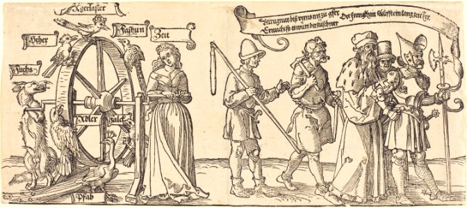 Albrecht Dürer - Time and a Fox Turning the Wheel of Fortune with People of all Ranks to the Right
