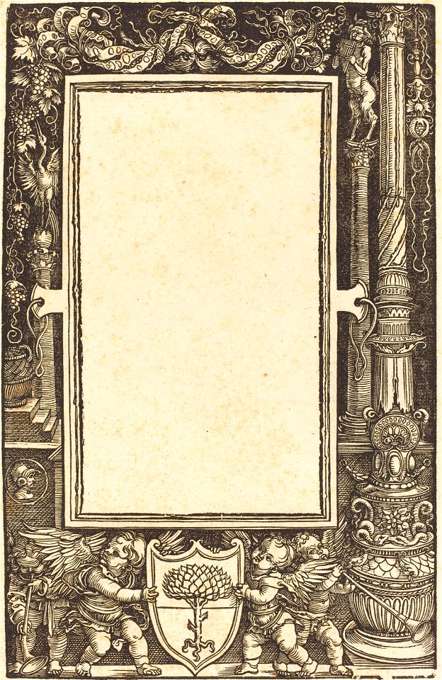 Albrecht Dürer - Title-Border with Putti Holding the Pirckheimer Arms (NGA 1984.20.1)