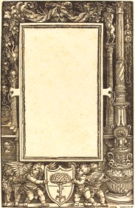Albrecht Dürer - Title-Border with Putti Holding the Pirckheimer Arms (NGA 1984.20.1)