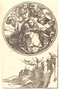Albrecht Dürer - The Virgin Crowned by Two Angels above a Landscape (NGA 1943.3.3679)