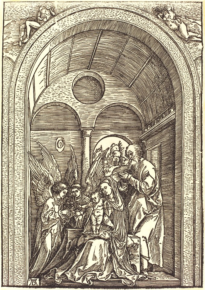 Albrecht Dürer - The Holy Family with Two Angels in a Vaulted Hall (NGA 1943.3.3595)