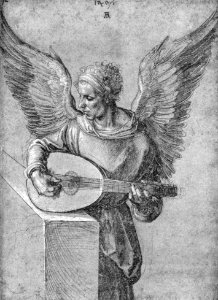 Albrecht Dürer - Winged Man, in Idealistic Clothing, Playing a Lute - WGA07044