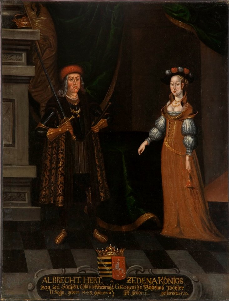 Albrekt, 1443-1500, hertig av Sachsen, Zedena, 1449-1510, prinsessa av Böhmen - Nationalmuseum - 15271