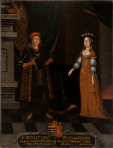 Albrekt, 1443-1500, hertig av Sachsen, Zedena, 1449-1510, prinsessa av Böhmen - Nationalmuseum - 15271