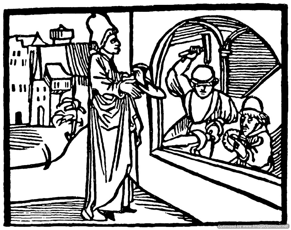Albrecht-Durer-Priest-takes-his-shoe-to-Goldsmith