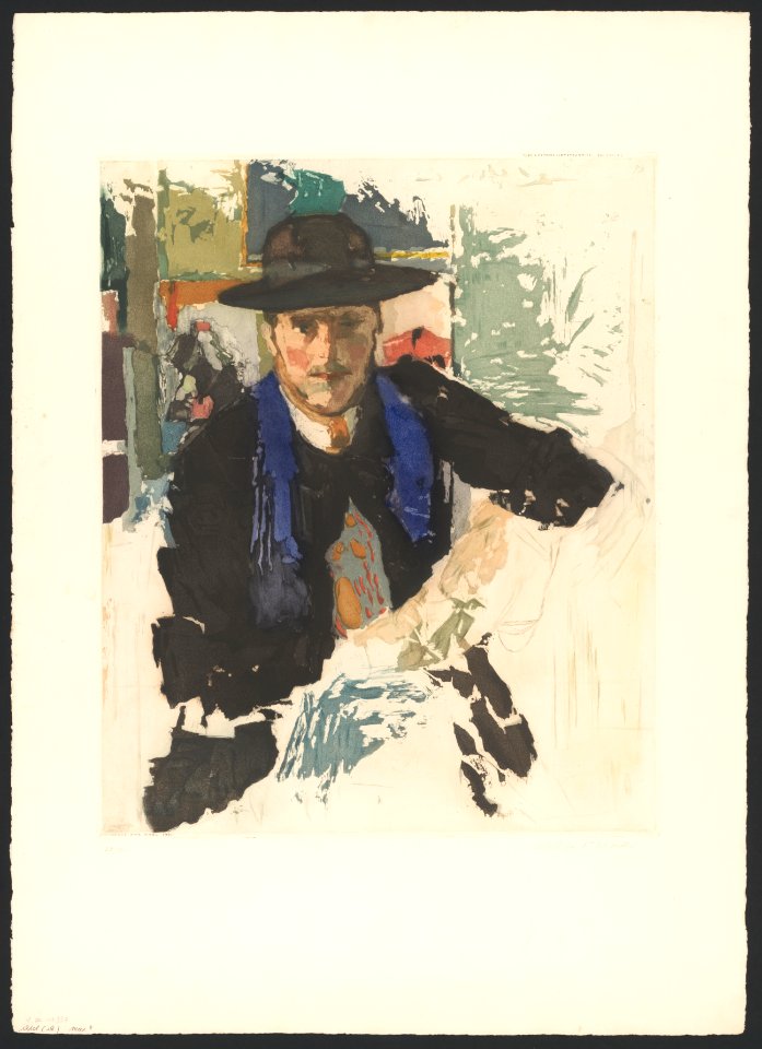 Album 8 estampes (en couleurs) (01) - Portrait de Rik Wouters, print by Armand Apol (1879-1950), Belgium, Prints Department of the Royal Library of Belgium, S.III 112557