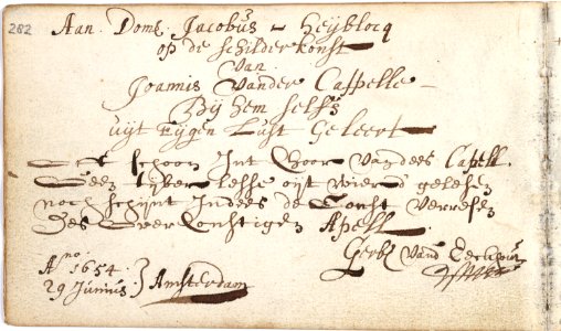 Album amicorum Jacob Heyblocq KB131H26 - p282 - Gerbrand Jansz. van den Eeckhout - Poem to the painting of Jan van de Capelle (page 283)