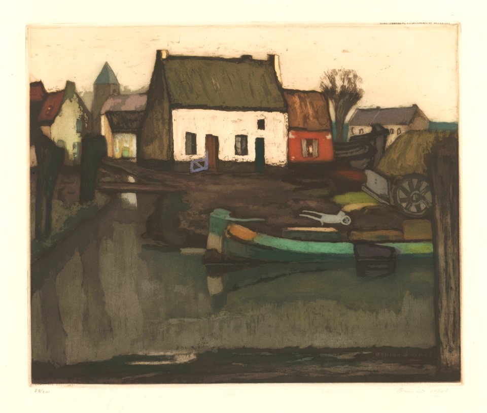 Album 8 estampes (en couleurs) (06) - Bord du canal, print by Armand Apol (1879-1950), Belgium, Prints Department of the Royal Library of Belgium, S.III 112562