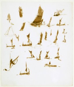 Album leaf- studies of Thames barges RMG PV5010