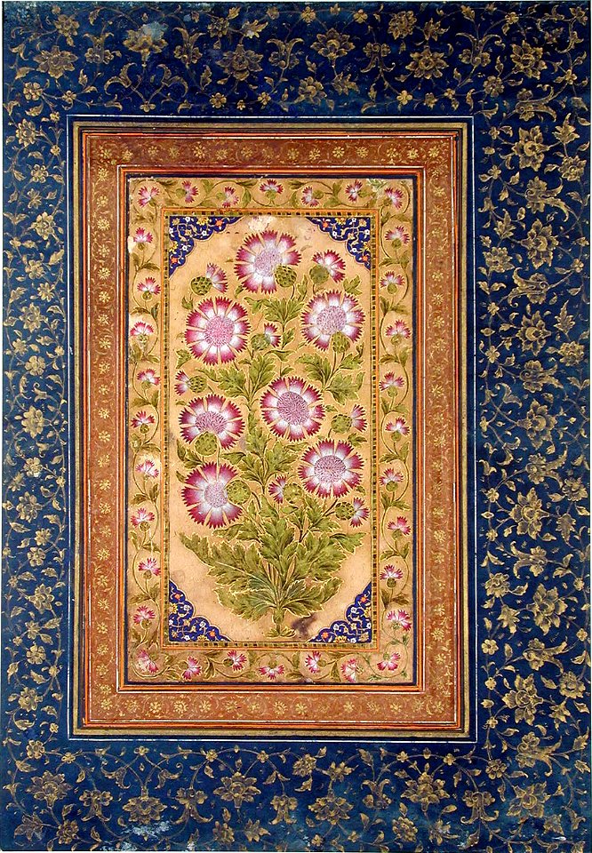 Album page with Stokesia and portrait of Abdul Rahim Khan-e Khanna (6124537863)
