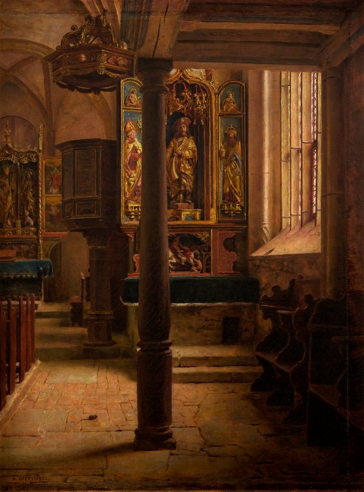 Aleksander Gierymski - Interior of St Wolfgang's Church in Rothenburg - MNK II-a-435 - National Museum Kraków