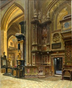 Aleksander Gryglewski - Interior of St Mary's Church in Krakow - MNK II-a-54 - National Museum Kraków