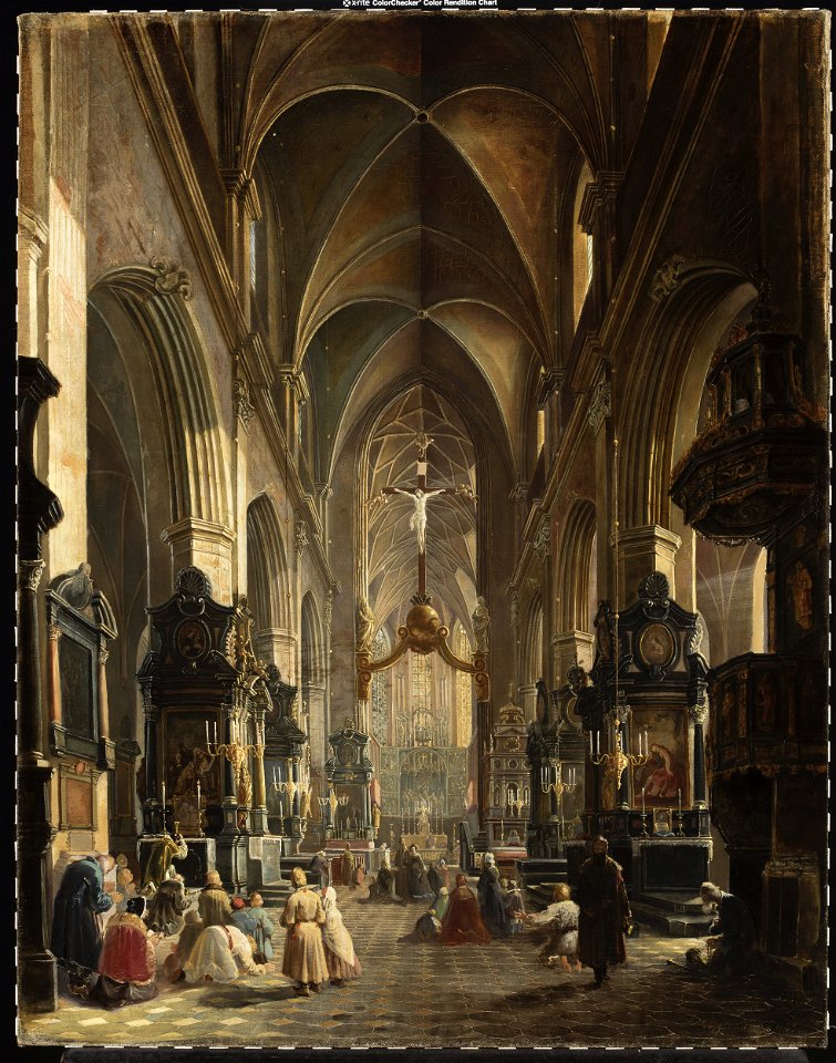 Aleksander Gryglewski - Interior of the Church of Virgin Mary in Kraków - 128933 MNW - National Museum in Warsaw