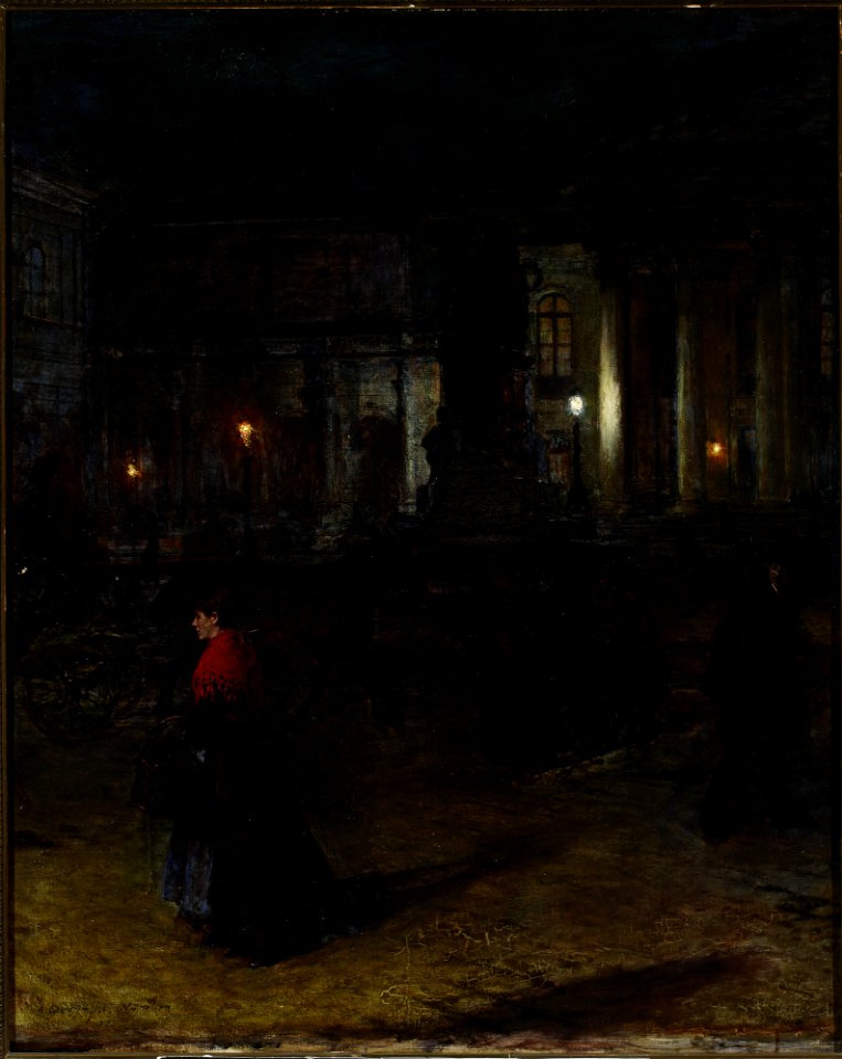 Aleksander Gierymski - Max-Josefplatz in Munich at night - MP 414 - National Museum in Warsaw