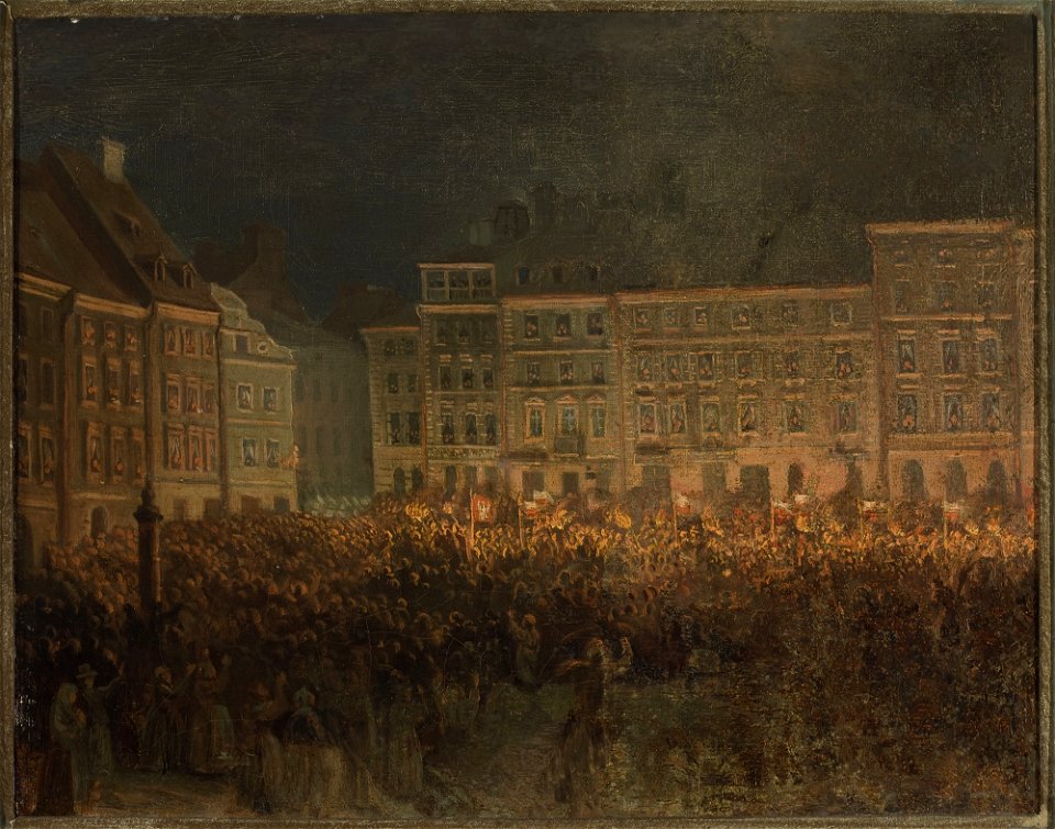 Aleksander Lesser - Patriotic manifestation at the square of the Old Town in 1861 - MP 4946 MNW - National Museum in Warsaw
