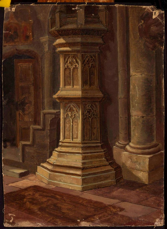 Aleksander Gryglewski - Gothic pillar indoors - MP 3380 MNW - National Museum in Warsaw