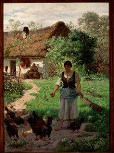 Aleksander Mroczkowski - Village girl feeding hens - 33335 MNW - National Museum in Warsaw