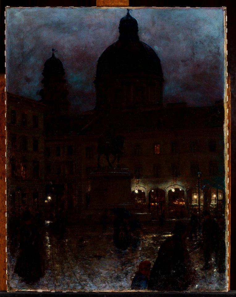 Aleksander Gierymski - Wittelsbacher Platz in Munich at night - MP 4493 - National Museum in Warsaw