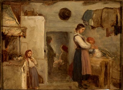 Aleksander Kotsis - Peasant cottage interior - MP 5111 MNW - National Museum in Warsaw
