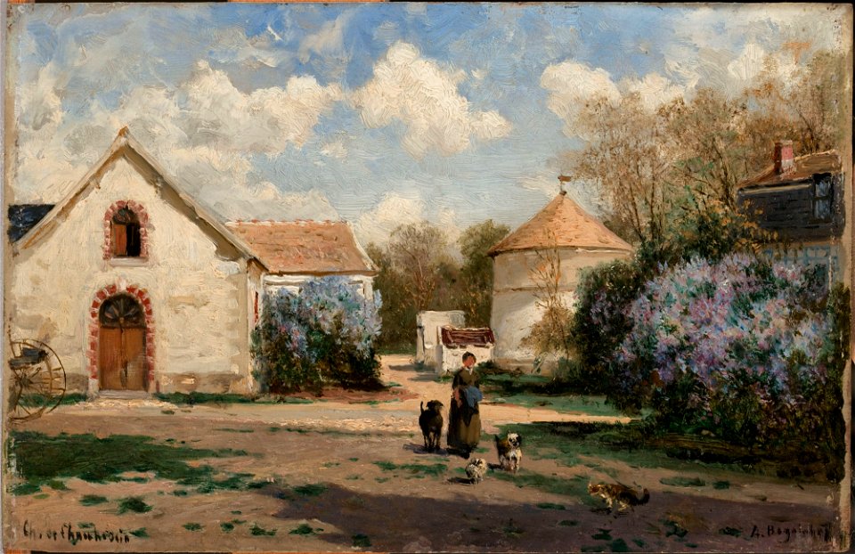 Aleksei Bogoljubov - Scenery outside Paris with woman and animals - A II 1385 - Finnish National Gallery