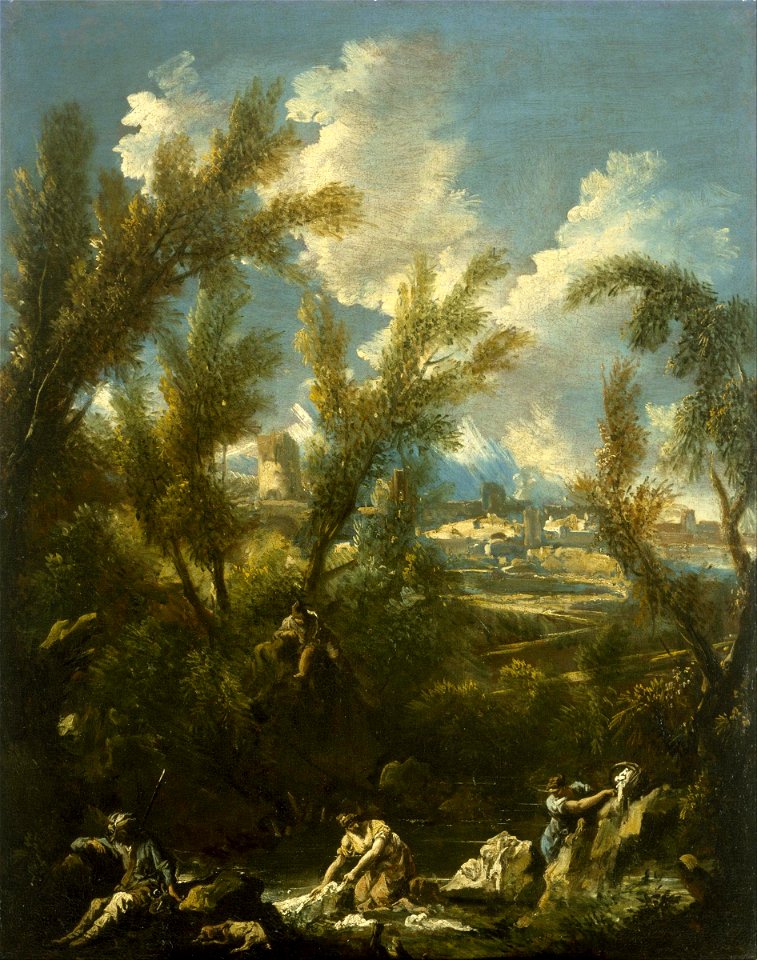 Alessandro Magnasco - Landscape with Washerwoman - Google Art Project