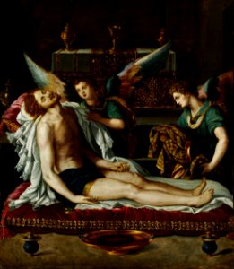 Alessandro Allori - The Body of Christ Anointed by Two Angels - Google Art Project. Free illustration for personal and commercial use.