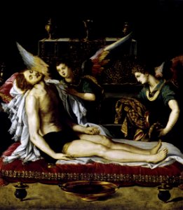 Alessandro allori, corpo di cristo e due angeli. Free illustration for personal and commercial use.
