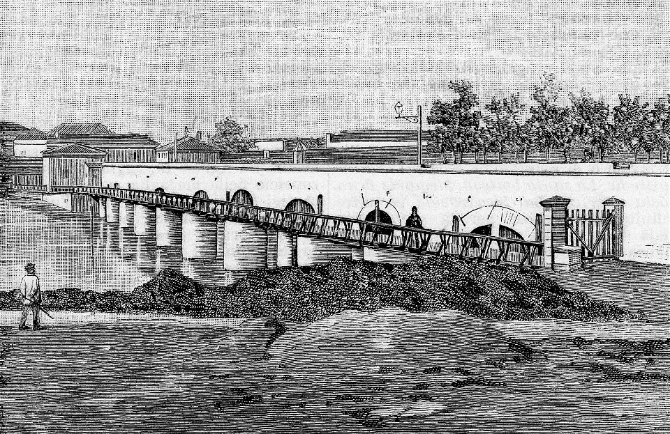 Alessandria – Antico ponte-fortezza sul Tanaro (xilografia)