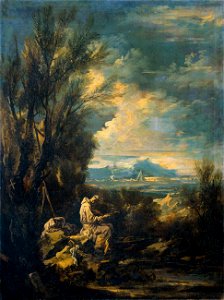 Alessandro Magnasco - Landschap met de heilige Bruno