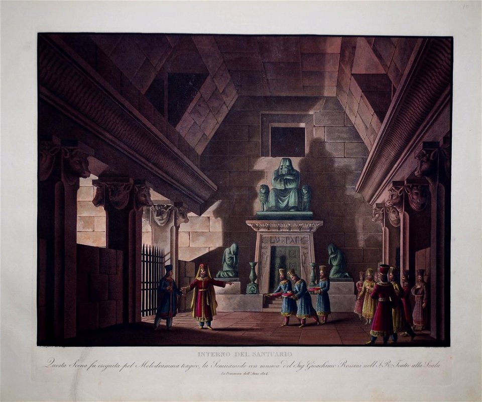 Alessandro Sanquirico - Interno del Santuario (set design for the opera 'Semiramide' by Rossini, La Scala, 1824)