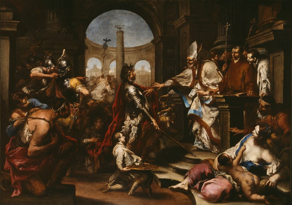 Alessandro Magnasco - Theodosius Repulsed from the Church by Saint Ambrose - 1961.43 - Art Institute of Chicago