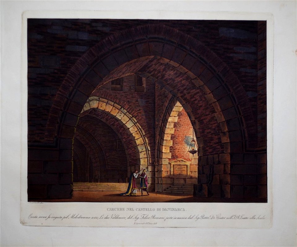 Alessandro Sanquirico - Carcere nel Castello di Danimarca (set design for opera 'I due Valdomiri' by Peter von Winter, La Scala)
