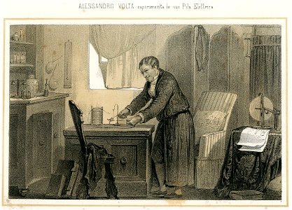 Alessandro Volta esperimenta la sua pila elettrica