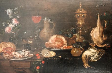 Alexander Adriaessen - Still Life with Flowers, Ham, Game, Shellfish and Fruit