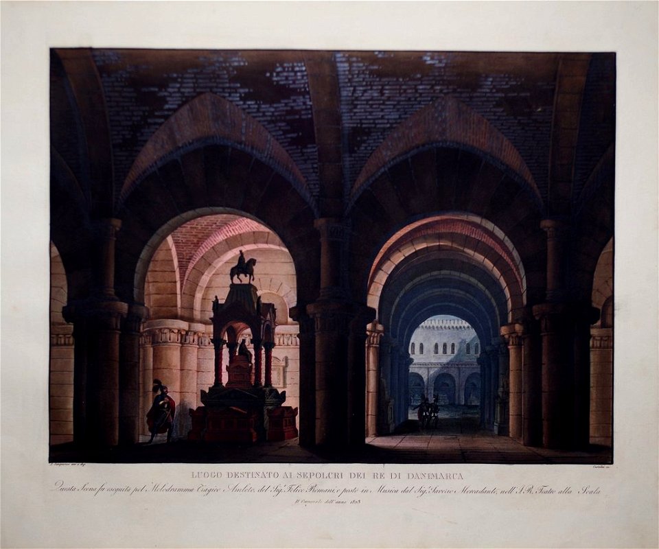 Alessandro Sanquirico - Luogo destinato ai Sepolcri dei re di Danimarca (set design for the opera 'Amleto' by Mercadante, 1822)