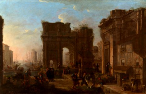 Alessandro Salucci (Florence 1590- Rome c. 1660) - A Seaport with Figures - RCIN 404916 - Royal Collection