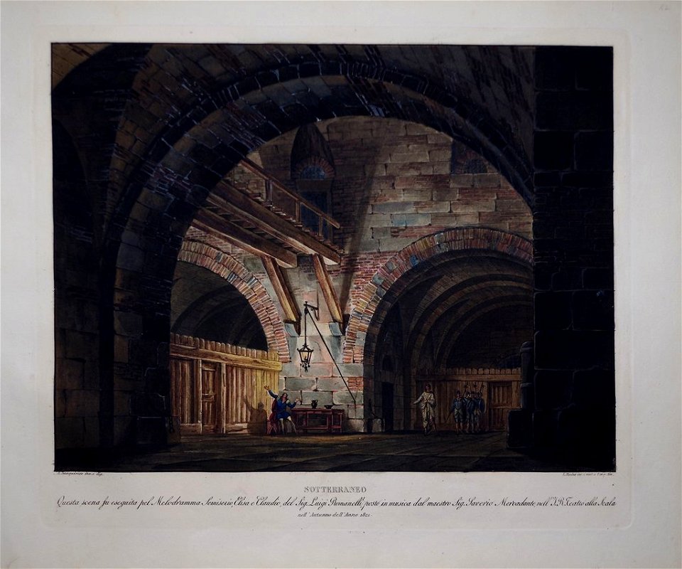 Alessandro Sanquirico - Sotterraneo (set design for opera 'Elisa e Claudio' by Saverio Mercadante, 1821)
