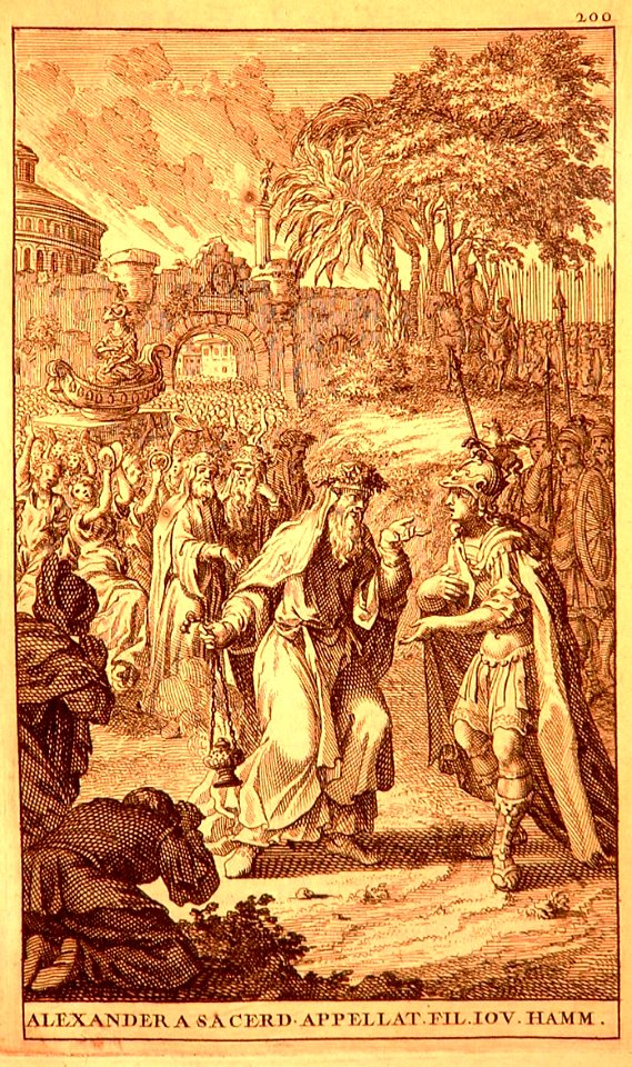 Alexander called the son of Jupiter-Ammon by the priest at the oracle in the Siwa oasis (1696)