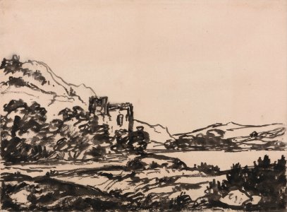Alexander Cozens - Castle in a Landscape - Google Art Project. Free illustration for personal and commercial use.