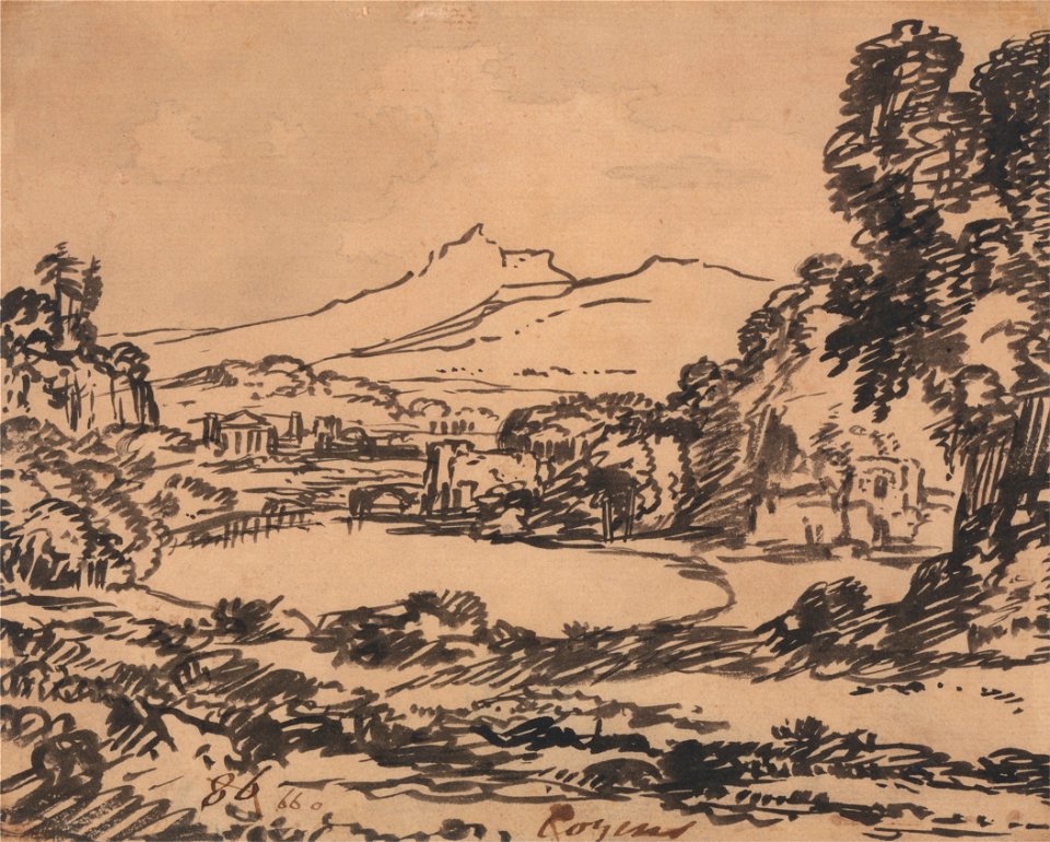 Alexander Cozens - Landscape with a Lake and Distant Mountain - Google Art Project