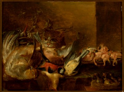 Alexander Adriaenssen - Dead birds and a cat - M.Ob.1443 MNW - National Museum in Warsaw