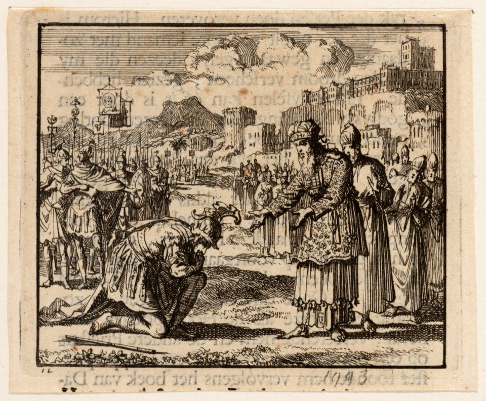 Alexander de Grote knielt voor de hogepriester, objectnr A 47848