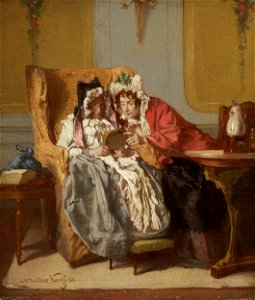 Alexander Hugo Bakker Korff - Twee dames bij het beschouwen van een schilderijtje