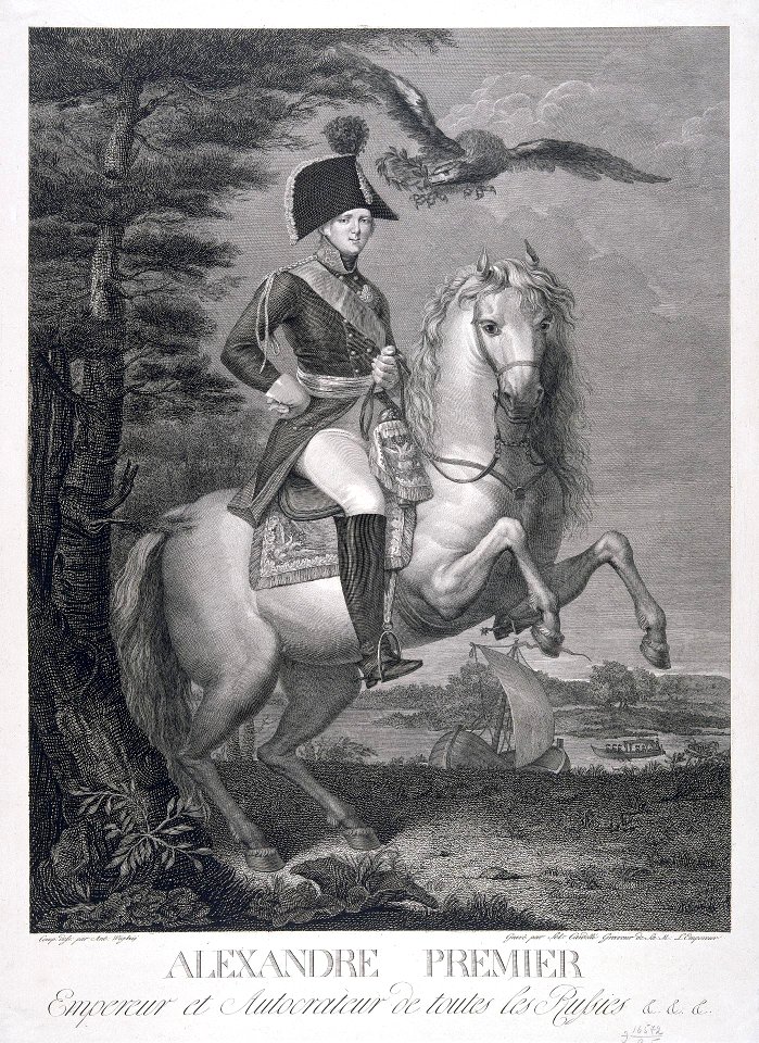 Alexander I of Russia at horse by S.Cardelli after A.Vighi (1810s)